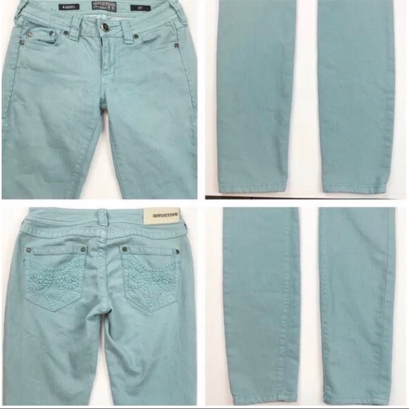 AFFLICTION Women's Denim Jeans RAQUEL FLEUR TEAL E - Picture 8 of 9